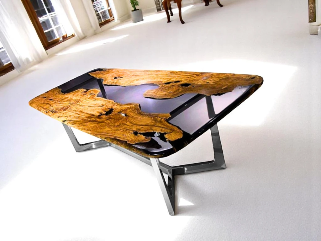   Crystal Clear Premium Live Edge Epoxy River Table Sale 